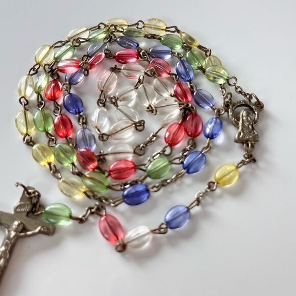 Vintage Multicolor Lucite Beaded Rosary - Picture 4 of 6